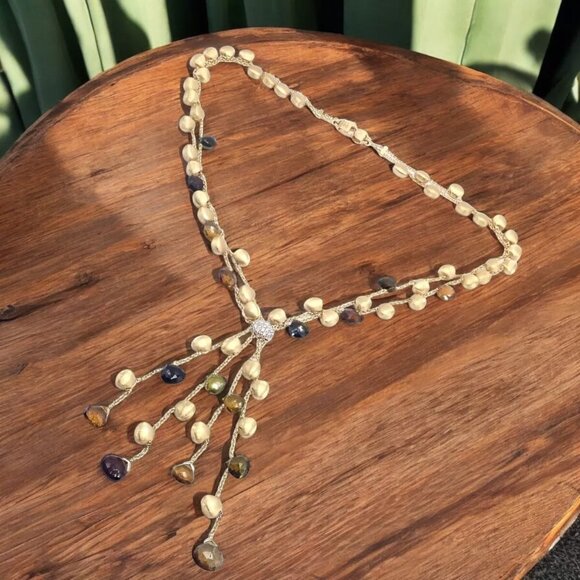 Authentic! Marco Bicego 18k Yellow Gold Confetti Diamond Topaz Tassel Necklace - Picture 3 of 14